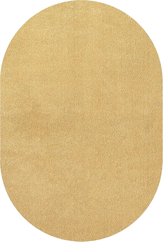 JONATHAN Y Haze Solid Low-Pile Mustard 3x5 Oval Indoor Area Rug, Coastal,Bohemian,Minimalist,Classic, Easy-Cleaning for Living Room,Bedroom,Kitchen,Pet Friendly,Non-Shedding (SEU100B-3OV)
