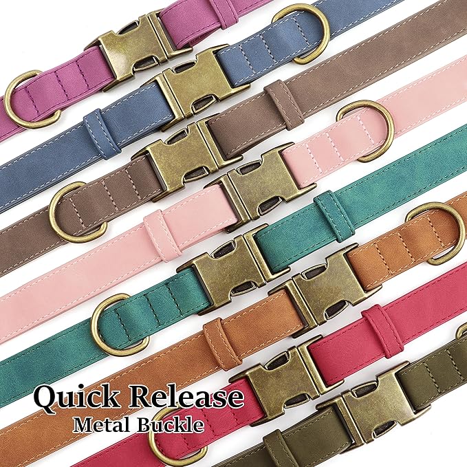 Didog Soft PU Leather Dog Collar, Stylish Quick Released Dog Collars for Small Dogs, Easy Clean Adjustable Pet Collar for Daily Walking, Light Brown, S Fit 10-16" Neck