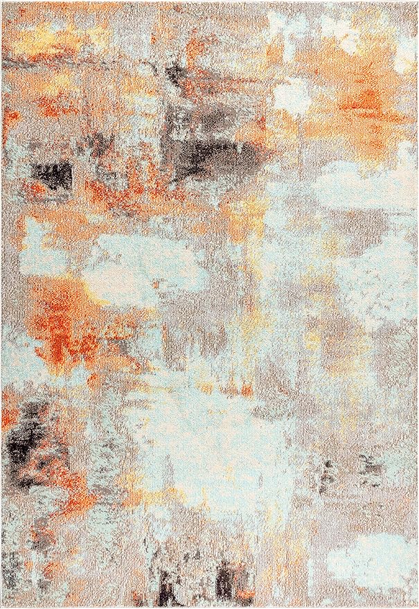 JONATHAN Y Modern Abstract Vintage Cream/Orange Indoor Area Rug, 3x5, Contemporary POP, Transitional, Easy-Cleaning for Living Room, Bedroom, Kitchen, Pet Friendly, Non-Shedding (CTP104B-3)