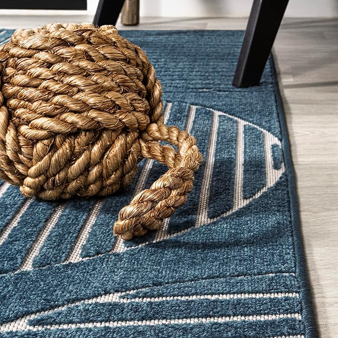 JONATHAN Y Nordby High-Low Arch Striped Navy/Cream Indoor/Outdoor Area Rug, 4x6, Contemporary, Bohemian, Transitional for Bedroom,Kitchen,Living Room,Non Shedding,Easy-Washing (SCN104A-4)