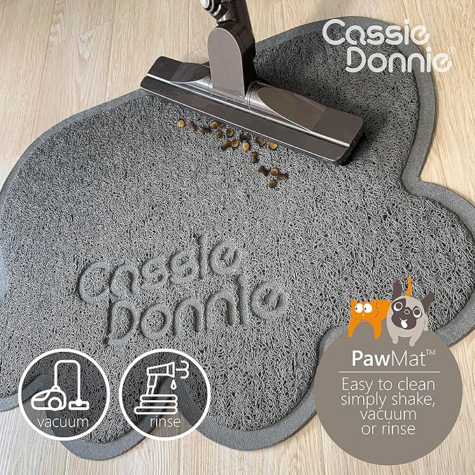 Cassie Donnie Dog and cat Feeding mat.Pet mat for Food and Water Bowls. Flexible Soft Non-Toxic Waterproof Rug. Non-Slip Back on Floor.Easy to Clean.Roll up to Store.