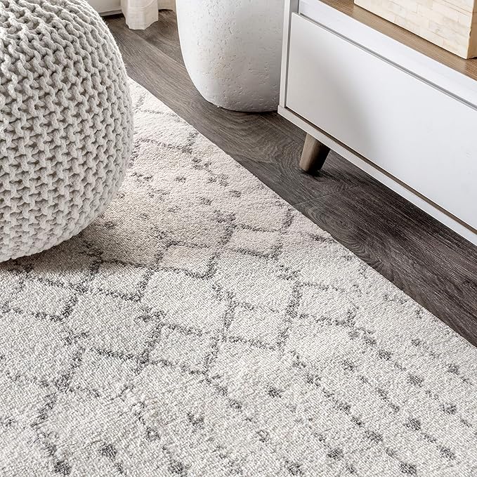 JONATHAN Y Boho Vintage Diamond Cream/Gray Oval Area Rug 4X6 ft, Moroccan Hype for Living Room, Bedroom, Kitchen, Office, Easy-Cleaning, High Traffic, Pet-Friendly, Non-Shedding (MOH101B-4OV)