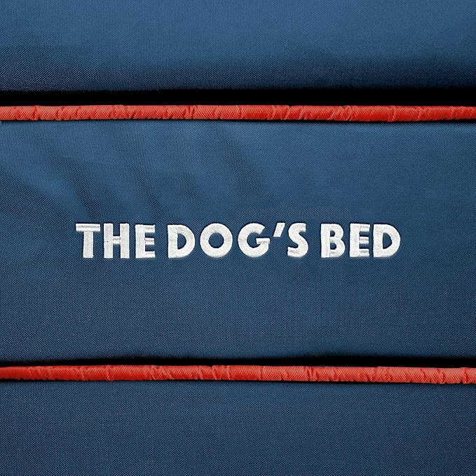 The Dog’s Bed Orthopedic Memory Foam Dog Bed with Bolsters, Oxford Fabric, Blue with Dark Red Trim, XL
