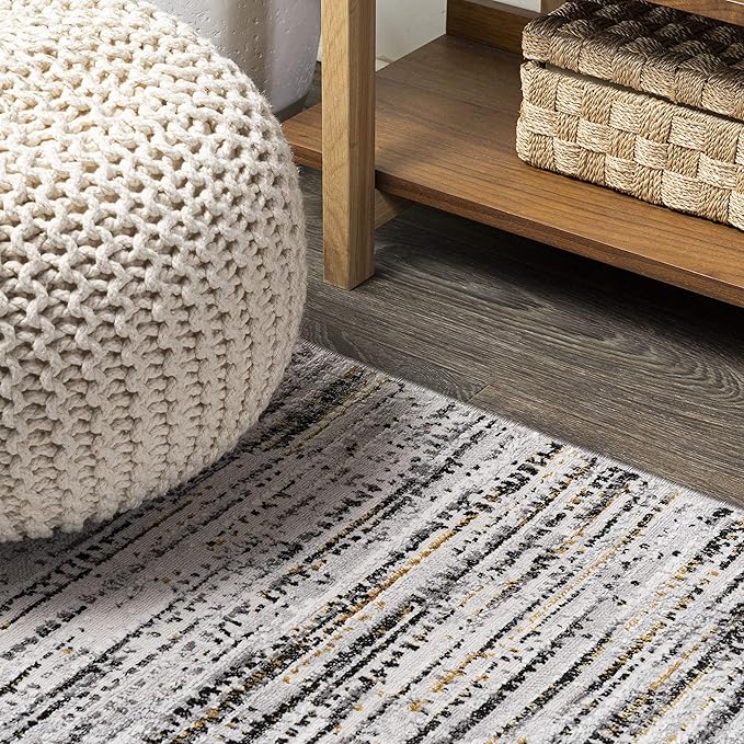 JONATHAN Y Loom Strie' Gray/Black Runner Rug 2X10 ft, Modern for Living Room, Bedroom, Kitchen, Office, Easy-Cleaning, High Traffic, Pet-Friendly, Non-Shedding SOR200A-210