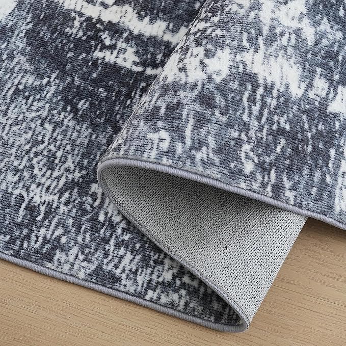 Hudson Comfort 10x12 Area Rug - Faux Cashmere Living Room Carpet - Machine Washable Area Rugs with Anti-Slip TPR Back - Super Soft 6mm Pile Height Pet-Friendly Rugs (Gray)