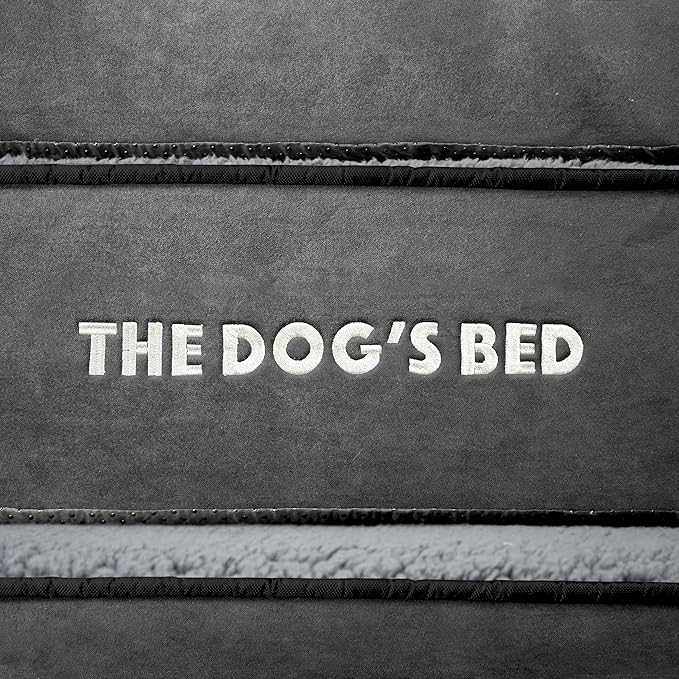 The Dog’s Bed Orthopedic Memory Foam Dog Bed with Bolsters, Plush Fabric, Grey Plush, M