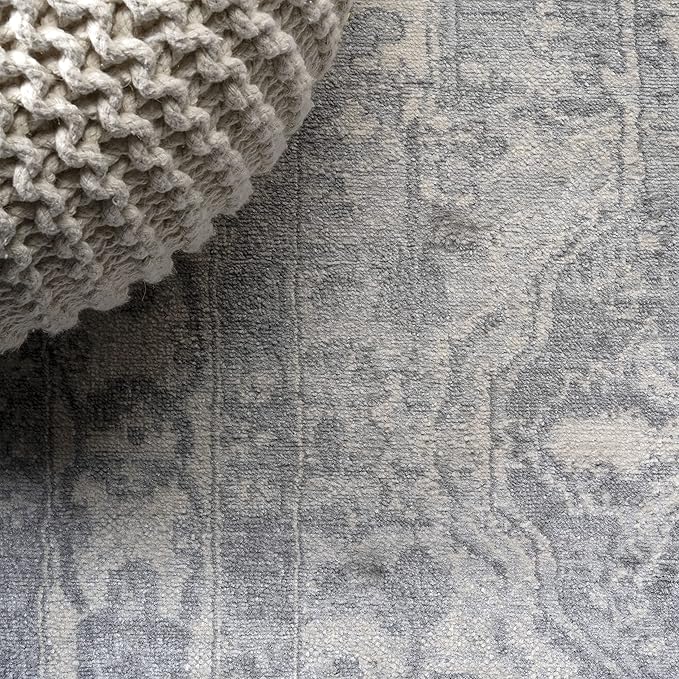 JONATHAN Y Modern Vintage Medallion Light Gray/Ivory 6' Round Indoor Area Rug, Country, Floral, Easy-Cleaning for Living Room, Bedroom, Kitchen, Pet Friendly, Non-Shedding (MDP106C-6R)