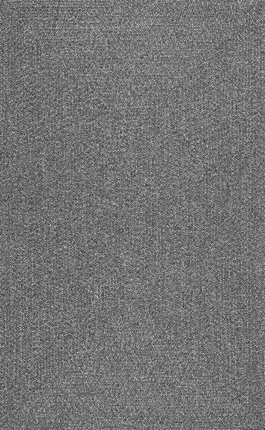nuLOOM 2' x 3' Solid Hand Braided Indoor/Outdoor Area Rug, Pet-Friendly, High Traffic, Weather Resistant, for Patio, Balcony, Bedroom, Living Room, Dining Room, Wynn Charcoal