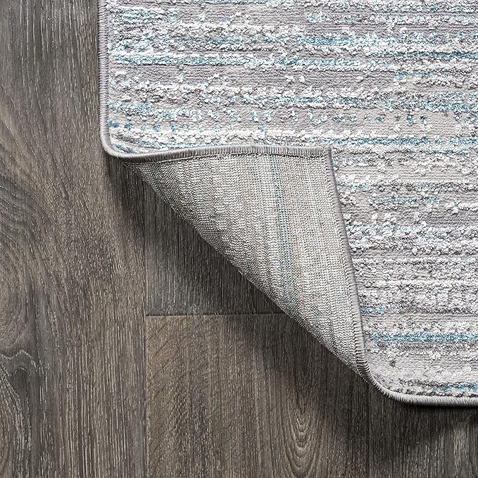 JONATHAN Y Loom Strie' Gray/Turquoise Runner Rug 2X10 ft, Modern for Living Room, Bedroom, Kitchen, Office, Easy-Cleaning, High Traffic, Pet-Friendly, Non-Shedding SOR200B-210