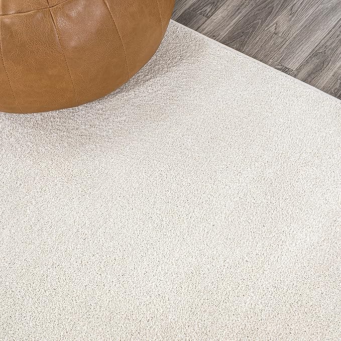 JONATHAN Y Haze Solid Low-Pile Cream 6x6 Square Indoor Area Rug, Coastal,Bohemian,Minimalist,Classic, Easy-Cleaning for Living Room,Bedroom,Kitchen,Pet Friendly,Non-Shedding (SEU100T-6SQ)