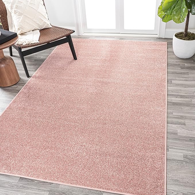 JONATHAN Y Haze Solid Low-Pile Pink Indoor Area Rug 3x5, Coastal,Bohemian,Minimalist,Classic, Easy-Cleaning for Living Room,Bedroom,Kitchen,Pet Friendly,Non-Shedding (SEU100P-3)