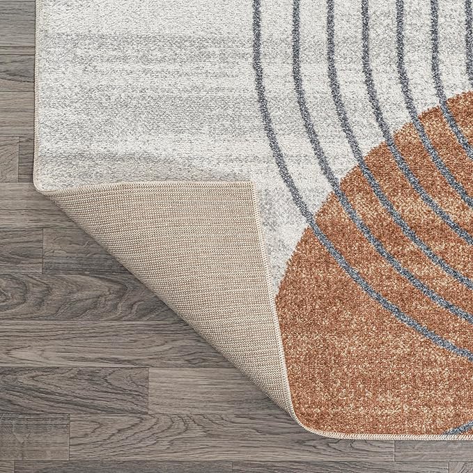 JONATHAN Y Machine Washable Cream/Terra Indoor Area Rug 5X8 ft, Kallax Geometric Modern Low-Pile for Living Room, Bedroom, Kitchen, Office, Easy-Cleaning, Pet-Friendly, Non-Shedding WSH311A-5
