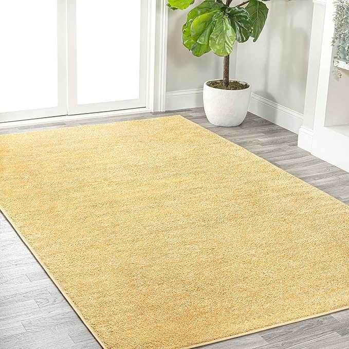 JONATHAN Y Haze Solid Low-Pile Mustard Indoor Area Rug 3x5, Coastal,Bohemian,Minimalist,Classic, Easy-Cleaning for Living Room,Bedroom,Kitchen,Pet Friendly,Non-Shedding (SEU100B-3)