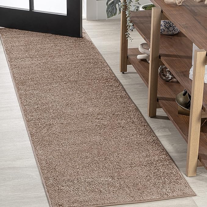 JONATHAN Y Haze Solid Low-Pile Brown Runner Rug 2x16, Coastal,Bohemian,Minimalist,Classic, Easy-Cleaning for Living Room,Bedroom,Kitchen,Pet Friendly,Non-Shedding (SEU100J-216)