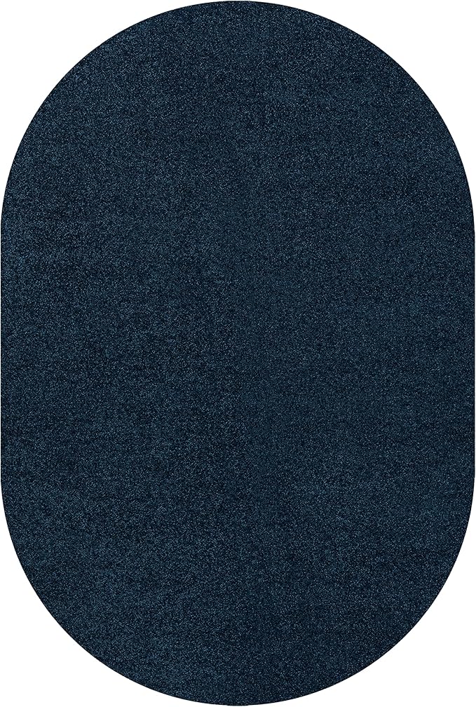 JONATHAN Y Haze Solid Low-Pile Navy 3x5 Oval Indoor Area Rug, Coastal,Bohemian,Minimalist,Classic, Easy-Cleaning for Living Room,Bedroom,Kitchen,Pet Friendly,Non-Shedding (SEU100C-3OV)