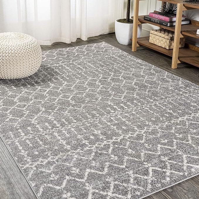 JONATHAN Y Boho Vintage Diamond Gray/Ivory Indoor Area Rug 3X5 ft, Moroccan Hype for Living Room, Bedroom, Kitchen, Office, Easy-Cleaning, High Traffic, Pet-Friendly, Non-Shedding (MOH101C-3)