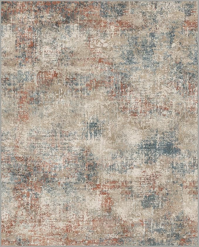GENIMO Washable Area Rugs for Living Room, 6x9 Modern Non Slip Rugs, Low Pile Lightweight Soft Print Rug for Bedroom, Dining Room, Home Office, Multi