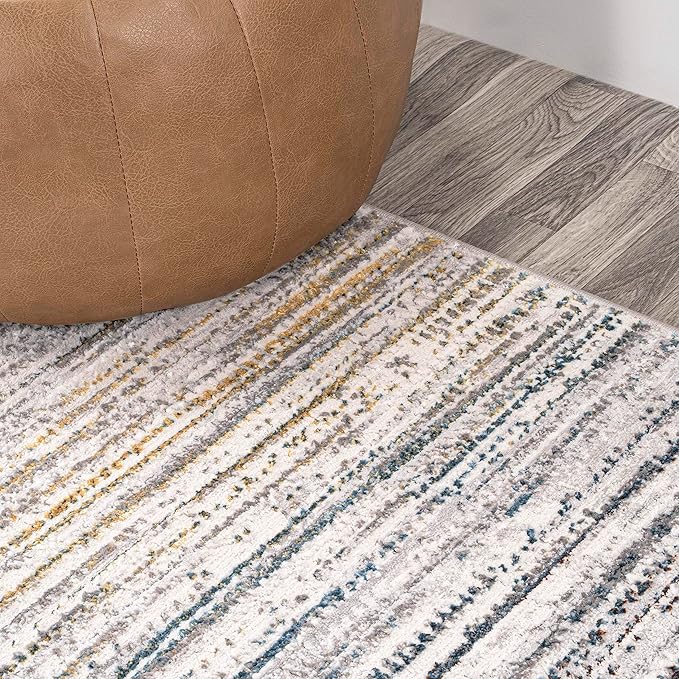 JONATHAN Y Loom Strie' Gray/Blue/Orange Indoor Area Rug 4X6 ft, Modern for Living Room, Bedroom, Kitchen, Office, Easy-Cleaning, High Traffic, Pet-Friendly, Non-Shedding SOR200E-4