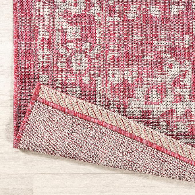 JONATHAN Y Boho Medallion Indoor Outdoor Area Rug 8X10 Fuchsia/Light Gray, Malta Textured Weave for Backyard, Patio, Porch, Easy-Cleaning, High Traffic, Pet-Friendly, Non-Shedding (SMB104E-8)