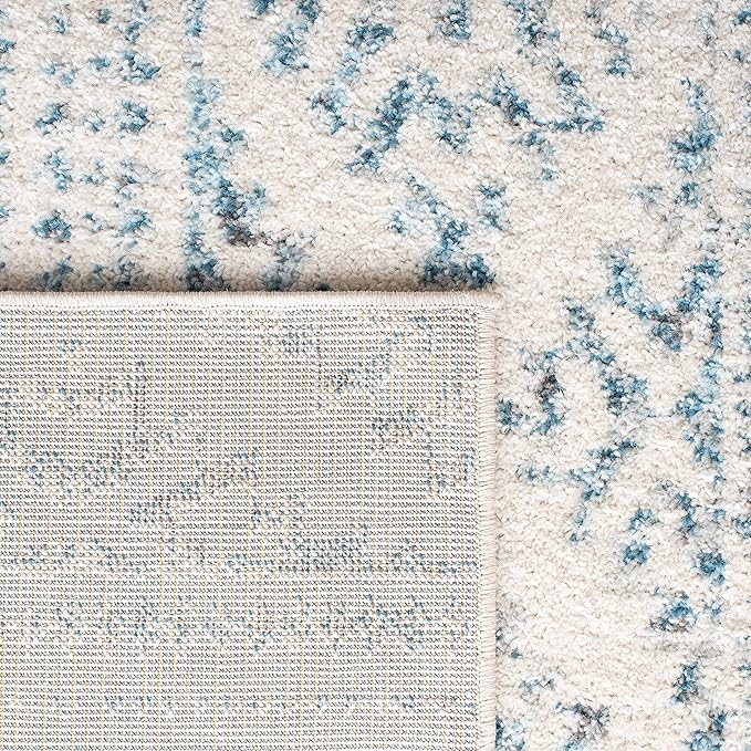 SAFAVIEH Tulum Collection Area Rug - 5' Square, Ivory & Turquoise, Moroccan Boho Tribal Design, Non-Shedding & Easy to Clean, Ideal for Living Room, Bedroom, Dining Space (TUL272E)