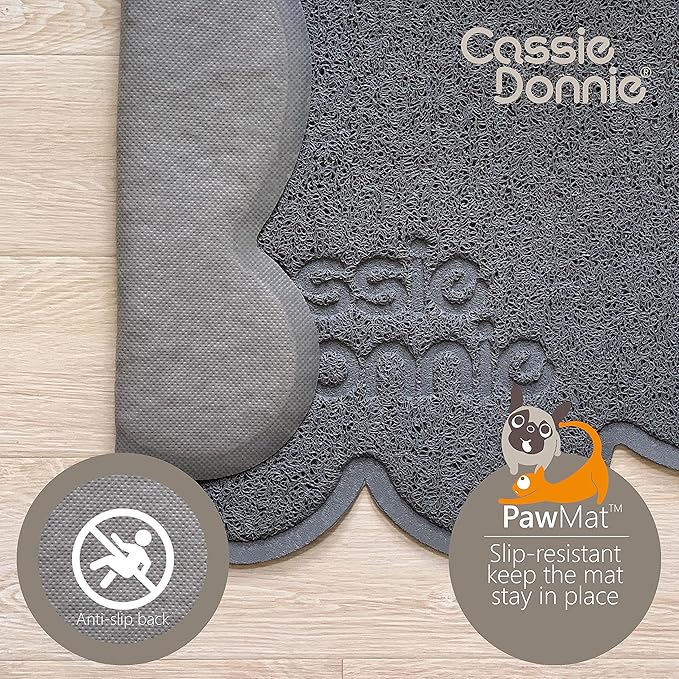 Cassie Donnie Dog and cat Feeding mat.Pet mat for Food and Water Bowls. Flexible Soft Non-Toxic Waterproof Rug. Non-Slip Back on Floor.Easy to Clean.Roll up to Store.