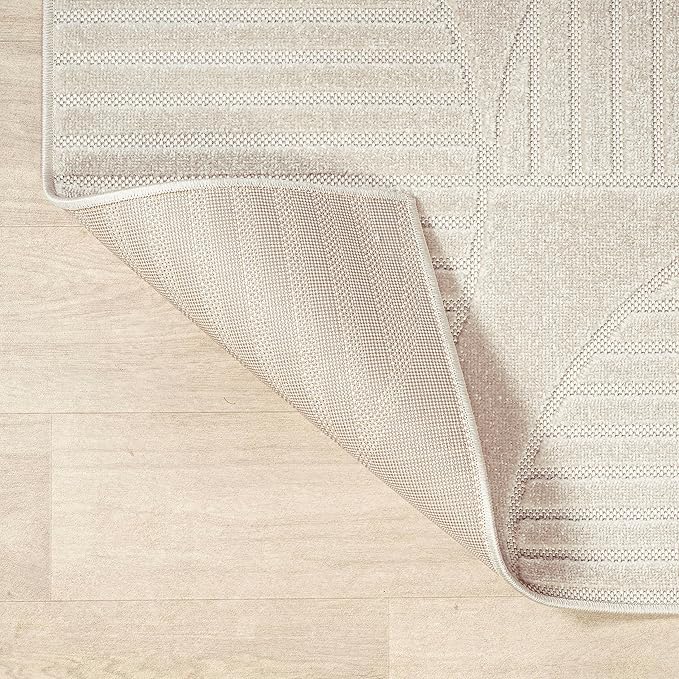 JONATHAN Y Nordby High-Low Arch Striped Ivory/Cream Indoor/Outdoor Area Rug, 4x6, Modern, Contemporary,Geometric, Bohemian, Bedroom, Kitchen, Living Room,Non Shedding (SCN104B-4)