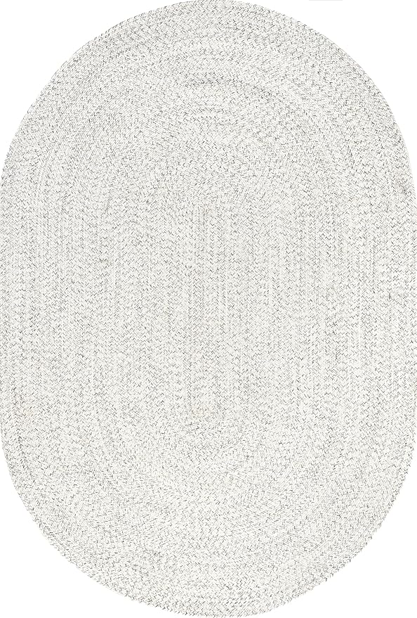 nuLOOM Oval 3' x 5' Solid Hand Braided Indoor/Outdoor Area Rug, Pet-Friendly, High Traffic, Weather Resistant, for Patio, Balcony, Bedroom, Living, Dining Room, Wynn Ivory