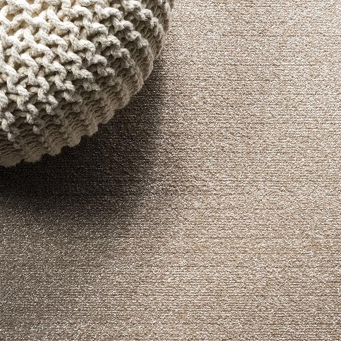 JONATHAN Y Haze Solid Low-Pile Beige 6' Round Indoor Area Rug, Coastal,Bohemian,Minimalist,Classic, Easy-Cleaning for Living Room,Bedroom,Kitchen,Pet Friendly,Non-Shedding (SEU100G-6R)