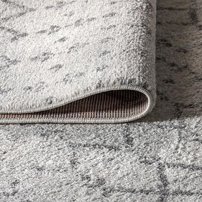 JONATHAN Y Boho Vintage Diamond Cream/Gray Round Area Rug 7 ft, Moroccan Hype for Living Room, Bedroom, Kitchen, Office, Easy-Cleaning, High Traffic, Pet-Friendly, Non-Shedding (MOH101B-7R)