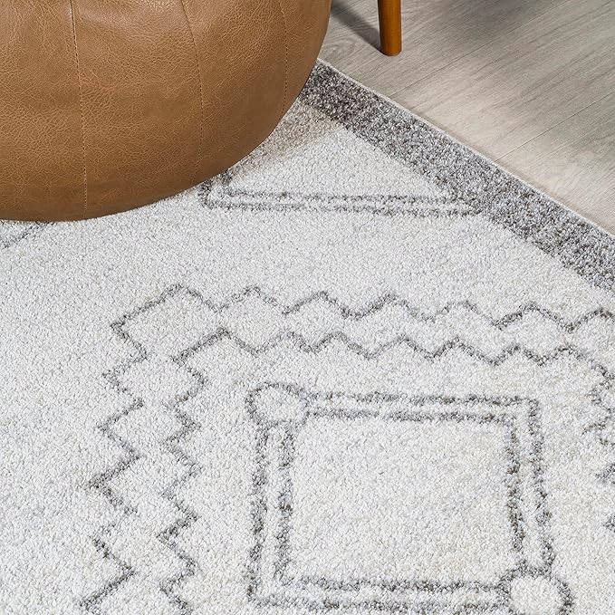 JONATHAN Y Amir Moroccan Beni Souk Cream/Gray Indoor Area Rug, 5x8, Bohemian, Scandinavian, Easy-Cleaning for Living Room, Bedroom, Kitchen, Pet Friendly, Non-Shedding (MOH200B-5)