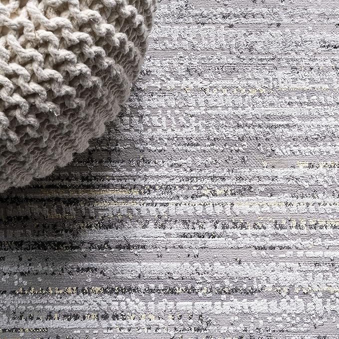 JONATHAN Y Loom Strie' Gray/Black Indoor Area Rug 3X5 ft, Modern for Living Room, Bedroom, Kitchen, Office, Easy-Cleaning, High Traffic, Pet-Friendly, Non-Shedding SOR200A-3