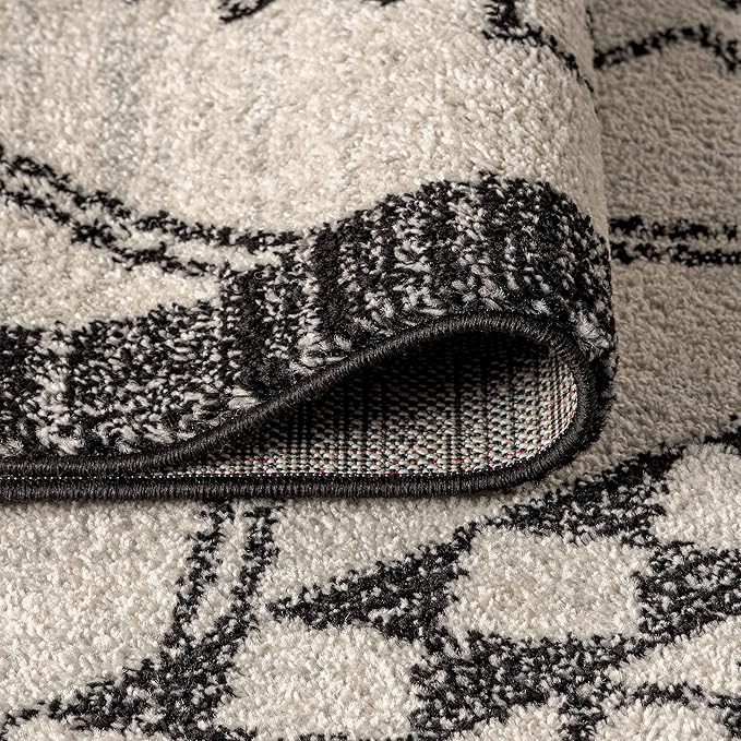 JONATHAN Y Amir Moroccan Beni Souk Cream/Black Runner Rug, 2x20, Bohemian, Scandinavian, Easy-Cleaning for Living Room, Bedroom, Kitchen, Pet Friendly, Non-Shedding (MOH200A-220)