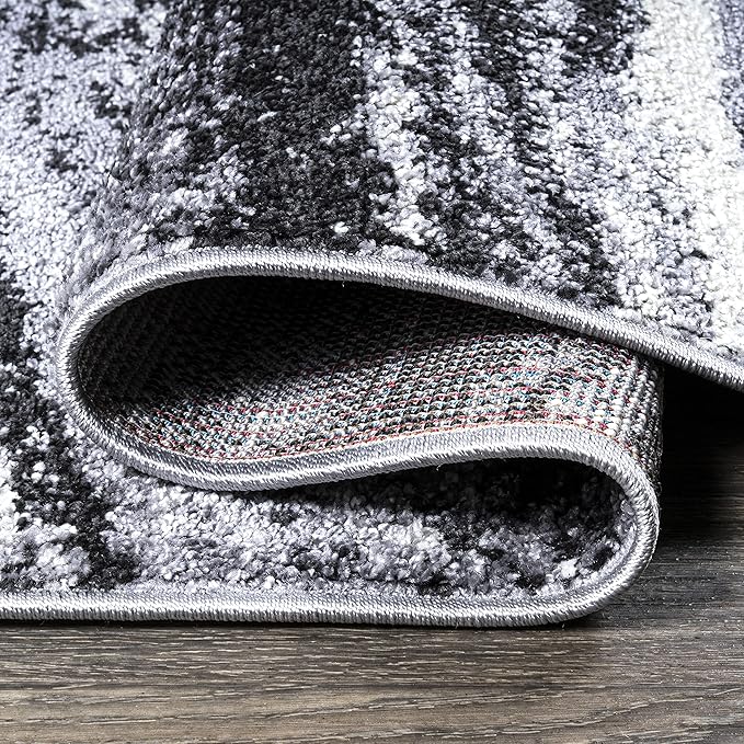 JONATHAN Y Viscon Abstract Marble Light Gray/Black Runner Rug 2x8, Modern,Contemporary,Geometric,Casual, Easy-Cleaning for Living Room,Bedroom,Kitchen,Pet Friendly,Non-Shedding (SEU207A-28)