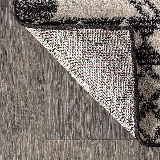 JONATHAN Y Amir Moroccan Beni Souk Cream/Black Runner Rug, 2x20, Bohemian, Scandinavian, Easy-Cleaning for Living Room, Bedroom, Kitchen, Pet Friendly, Non-Shedding (MOH200A-220)