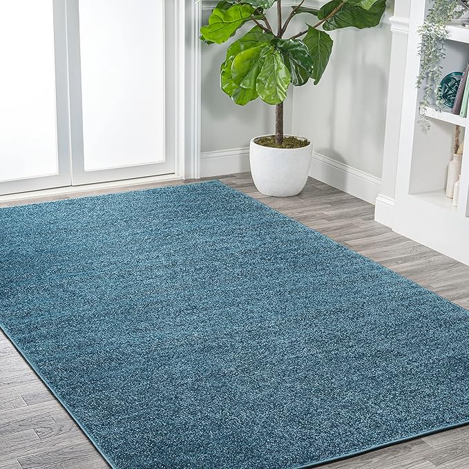 JONATHAN Y Haze Solid Low-Pile Turquoise Indoor Area Rug 4x6, Coastal,Bohemian,Minimalist,Classic, Easy-Cleaning for Living Room,Bedroom,Kitchen,Pet Friendly,Non-Shedding (SEU100H-4)