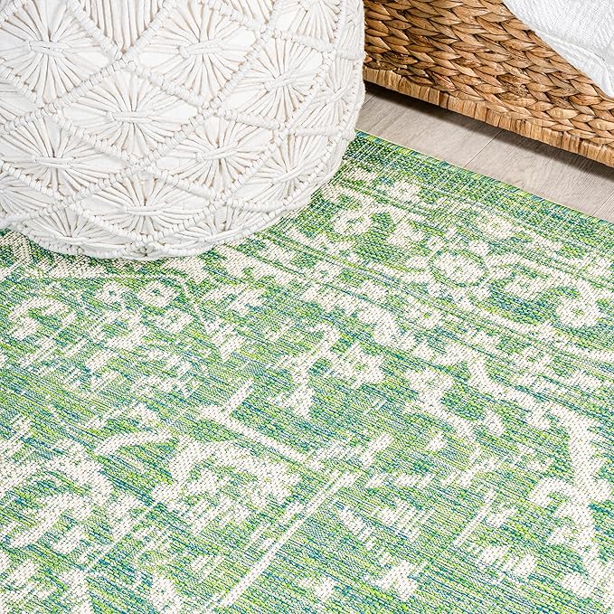 JONATHAN Y Boho Medallion Indoor Outdoor Runner Rug 2X10 Cream/Green, Malta Textured Weave for Backyard, Patio, Porch, Easy-Cleaning, High Traffic, Pet-Friendly, Non-Shedding (SMB104F-210)