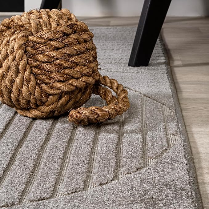 JONATHAN Y Nordby High-Low Arch Striped Gray/Cream Indoor/Outdoor Area Rug, 3x5, Contemporary, Bohemian, Transitional for Bedroom,Kitchen,Living Room,Non Shedding (SCN104C-3)