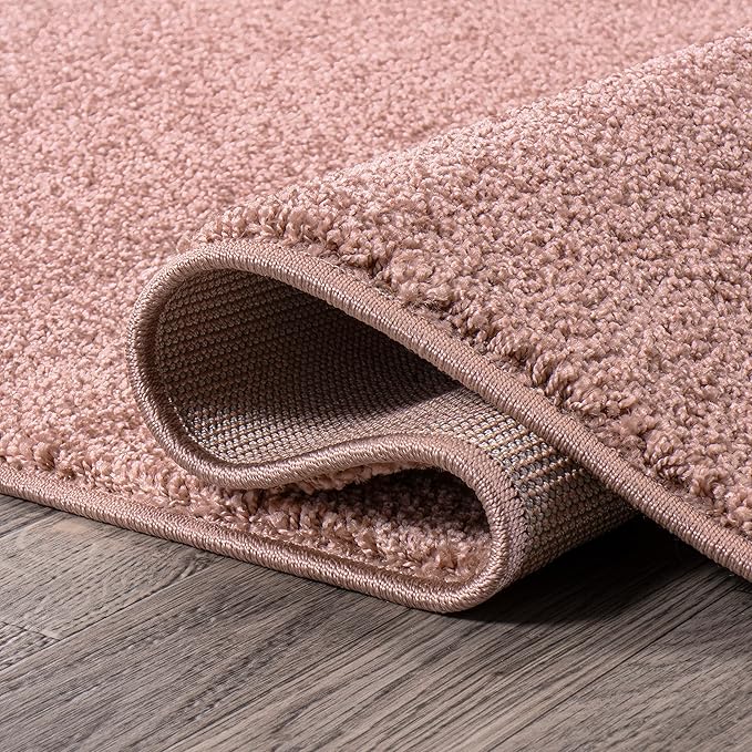 JONATHAN Y Haze Solid Low-Pile Pink 5x5 Square Indoor Area Rug, Coastal,Bohemian,Minimalist,Classic, Easy-Cleaning for Living Room,Bedroom,Kitchen,Pet Friendly,Non-Shedding (SEU100P-5SQ)