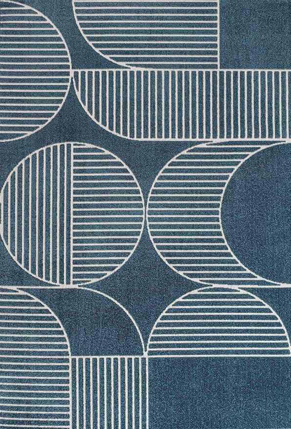 JONATHAN Y Nordby High-Low Arch Striped Navy/Cream Indoor/Outdoor Area Rug, 5x8, Contemporary, Bohemian, Transitional for Bedroom,Kitchen,Living Room,Non Shedding,Easy-Washing (SCN104A-5)
