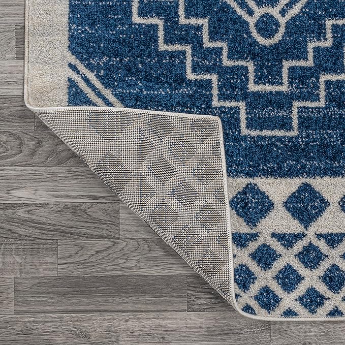 JONATHAN Y Amir Moroccan Beni Souk Navy/Ivory Indoor Area Rug, 5x8, Bohemian, Scandinavian, Easy-Cleaning for Living Room, Bedroom, Kitchen, Pet Friendly, Non-Shedding (MOH200D-5)