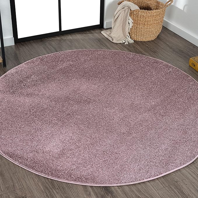 JONATHAN Y Haze Solid Low-Pile Light Purple 6' Round Indoor Area Rug, Coastal,Bohemian,Minimalist,Classic, Easy-Cleaning for Living Room,Bedroom,Kitchen,Pet Friendly,Non-Shedding (SEU100R-6R)