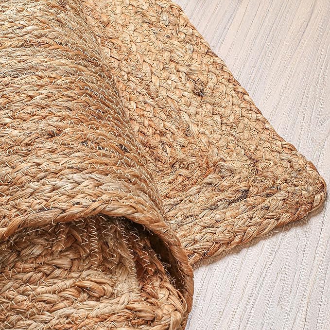 Hausattire Hand Woven Jute Braided Rug, 5'x8' ??Natural, Reversible Boho Entry Area Rugs for Kitchen, Living Room I Farmhouse Indoor Outdoor Decorative Floor Rug, 60x96 Inches