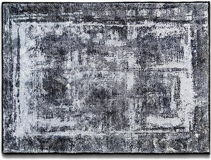Hudson Comfort 10x12 Area Rug - Faux Cashmere Living Room Carpet - Machine Washable Area Rugs with Anti-Slip TPR Back - Super Soft 6mm Pile Height Pet-Friendly Rugs (Black)