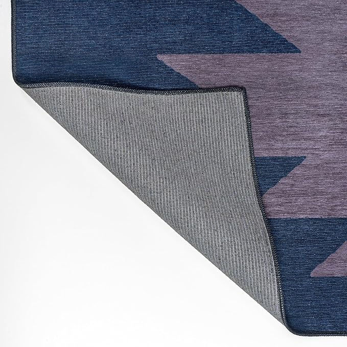 JONATHAN Y Machine Washable Navy/Purple Indoor Area Rug 8X10 ft, Chayton Minimalist Geometric for Living Room, Bedroom, Kitchen, Office, Easy-Cleaning, Pet-Friendly, Non-Shedding WSH110F-8