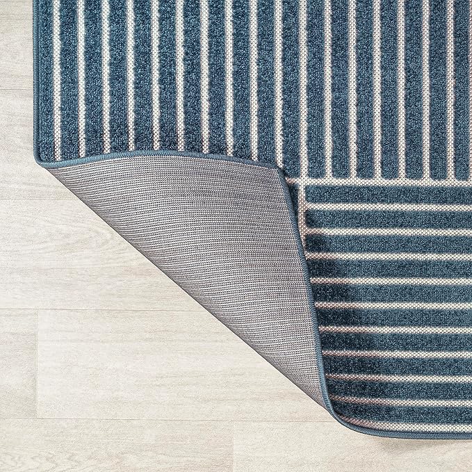 JONATHAN Y Nordby High-Low Arch Striped Navy/Cream Indoor/Outdoor Area Rug, 5x8, Contemporary, Bohemian, Transitional for Bedroom,Kitchen,Living Room,Non Shedding,Easy-Washing (SCN104A-5)