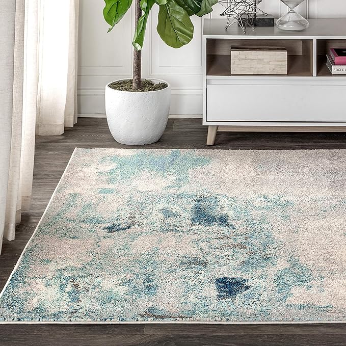 JONATHAN Y Modern Abstract Vintage Cream/Blue Indoor Area Rug, 3x5, Contemporary POP, Transitional, Easy-Cleaning for Living Room, Bedroom, Kitchen, Pet Friendly, Non-Shedding (CTP104A-3)