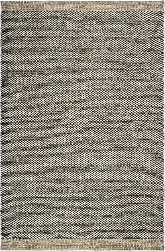 Fab Habitat Machine Washable Area Rug - Hand Woven, Stain Resistant, Pet Friendly - Premium Recycled Polyester Yarn - Solid - Kitchen, Bathroom - Kingscote - Black & Beige - 2 x 3 ft
