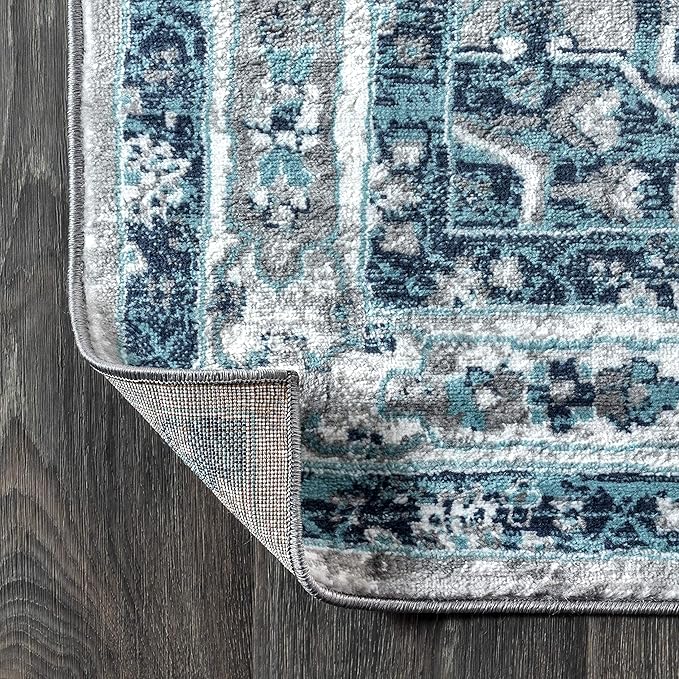 JONATHAN Y Modern Vintage Medallion Blue/Light Gray Indoor Area Rug, 8x10, Country, Floral, Easy-Cleaning for Living Room, Bedroom, Kitchen, Pet Friendly, Non-Shedding (MDP106A-8)