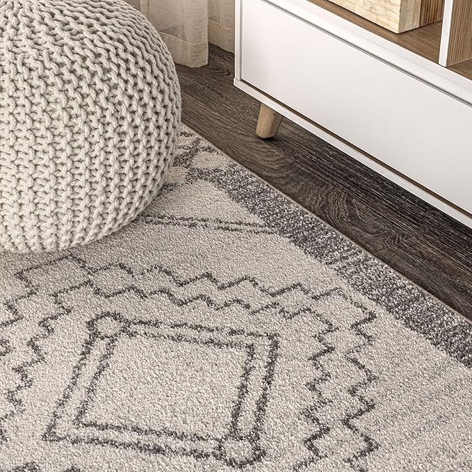 JONATHAN Y Amir Moroccan Beni Souk Cream/Gray Indoor Area Rug, 5x8, Bohemian, Scandinavian, Easy-Cleaning for Living Room, Bedroom, Kitchen, Pet Friendly, Non-Shedding (MOH200B-5)
