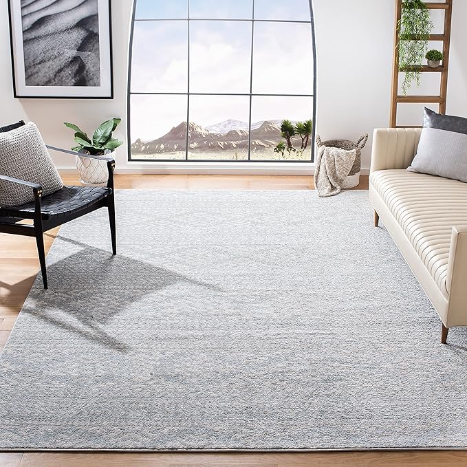 SAFAVIEH Area Rug 6x9 - Tulum Collection - Light Grey & Ivory, Moroccan Boho Tribal Design, Non-Shedding & Easy to Clean, Ideal for Living Room, Bedroom, Dining Space (TUL272F)